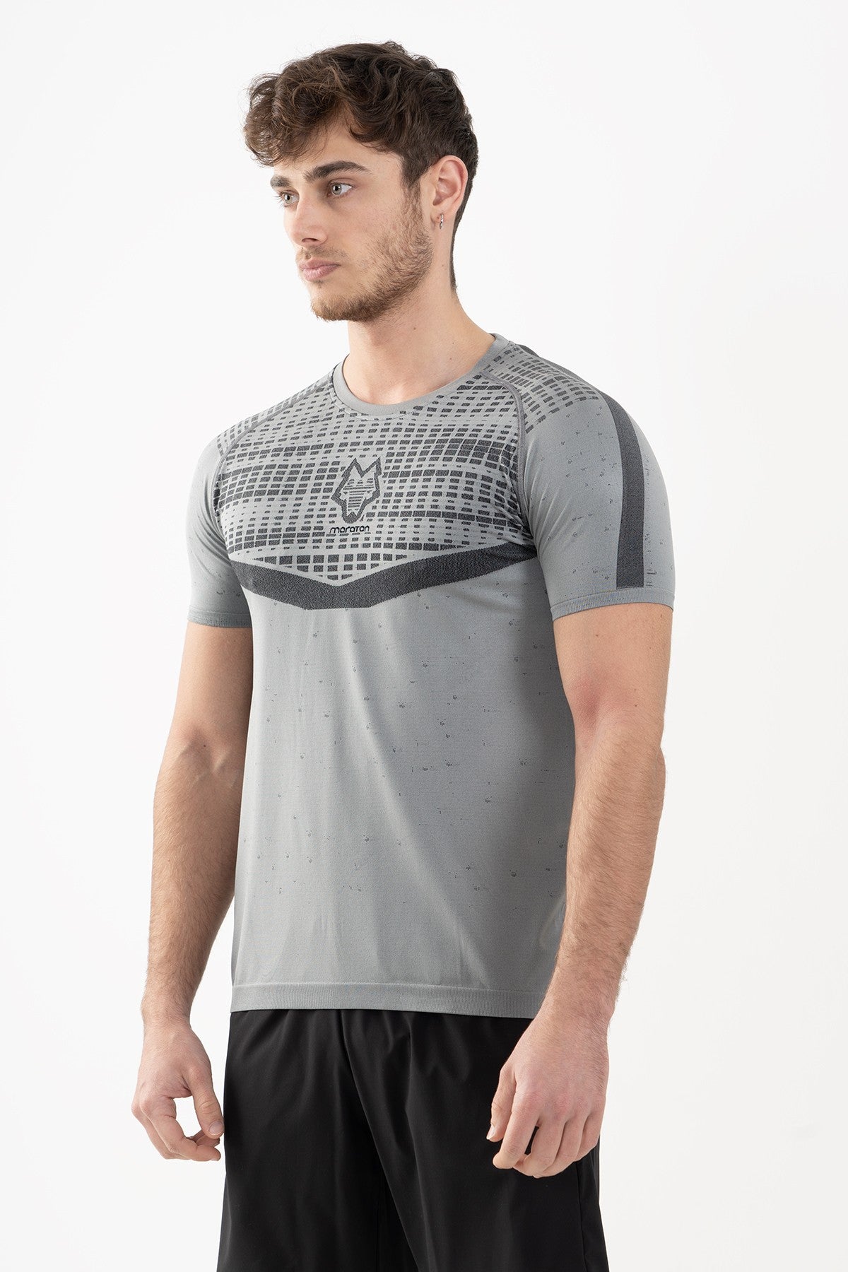 SlimFit Erkek Bisiklet Yaka Gri T-shirt