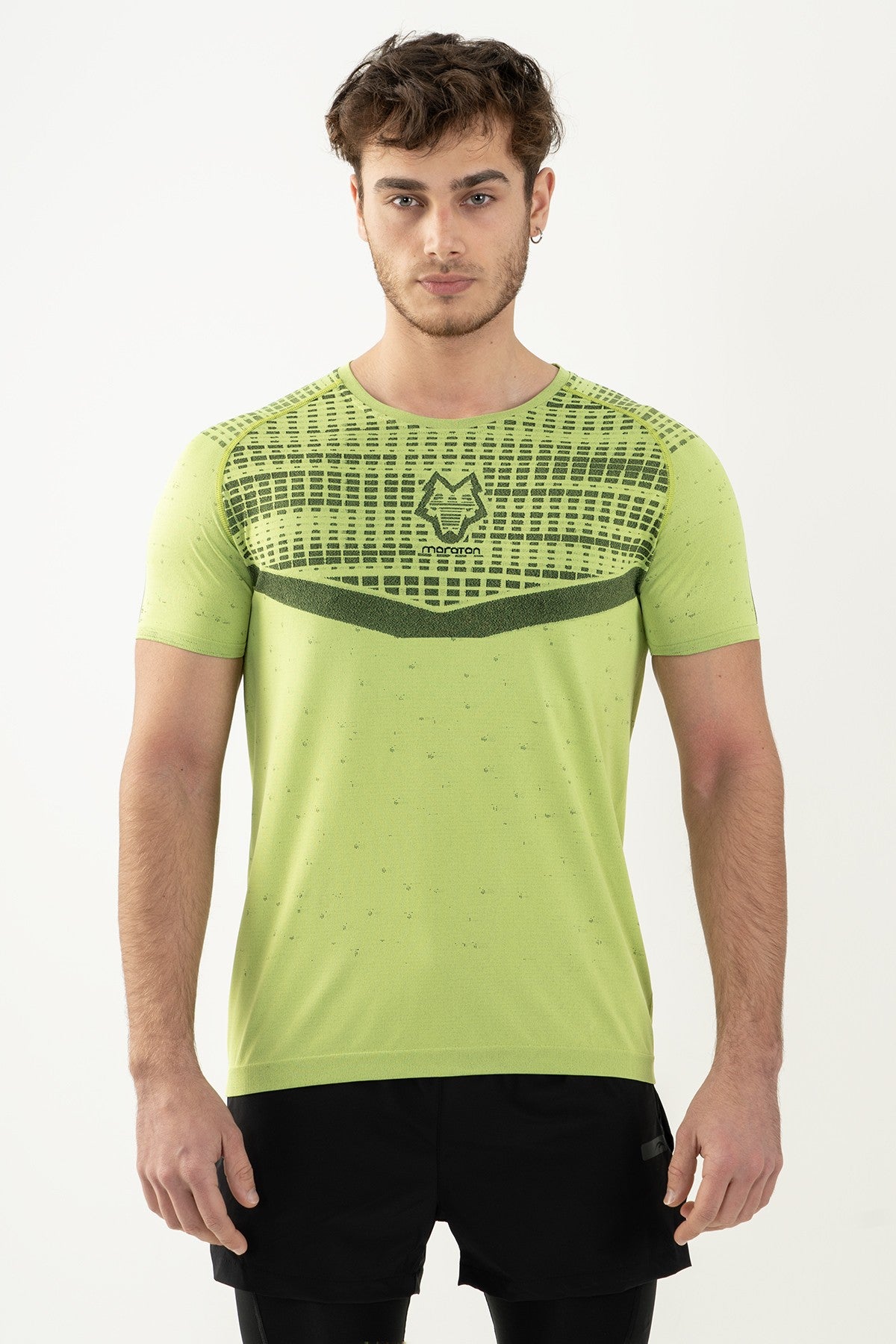 SlimFit Erkek Bisiklet Yaka Neon Sarı T-shirt