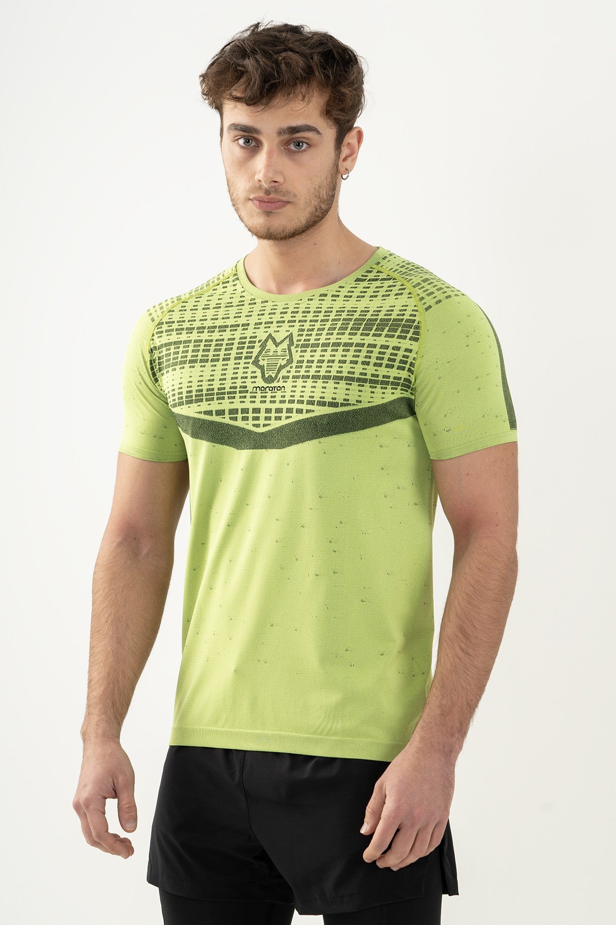 SlimFit Erkek Bisiklet Yaka Neon Sarı T-shirt