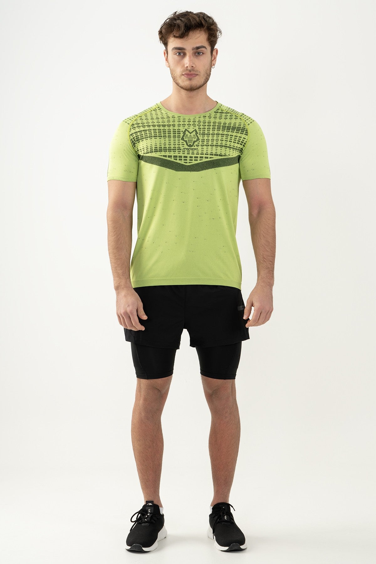 SlimFit Erkek Bisiklet Yaka Neon Sarı T-shirt