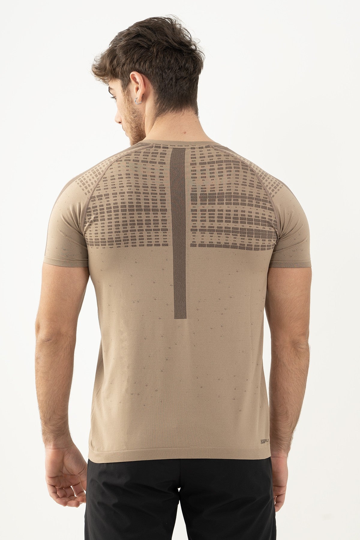 SlimFit Erkek Bisiklet Yaka Bej T-shirt