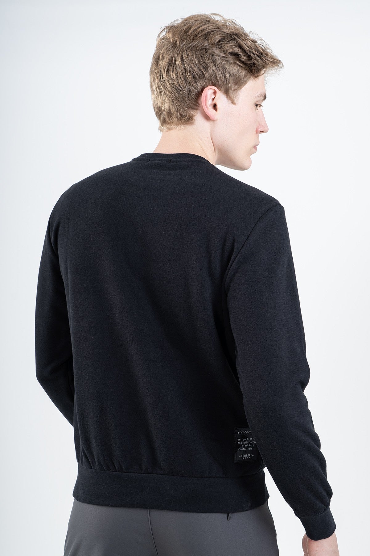 Comfort Erkek Bisiklet Yaka Siyah Sweatshirt