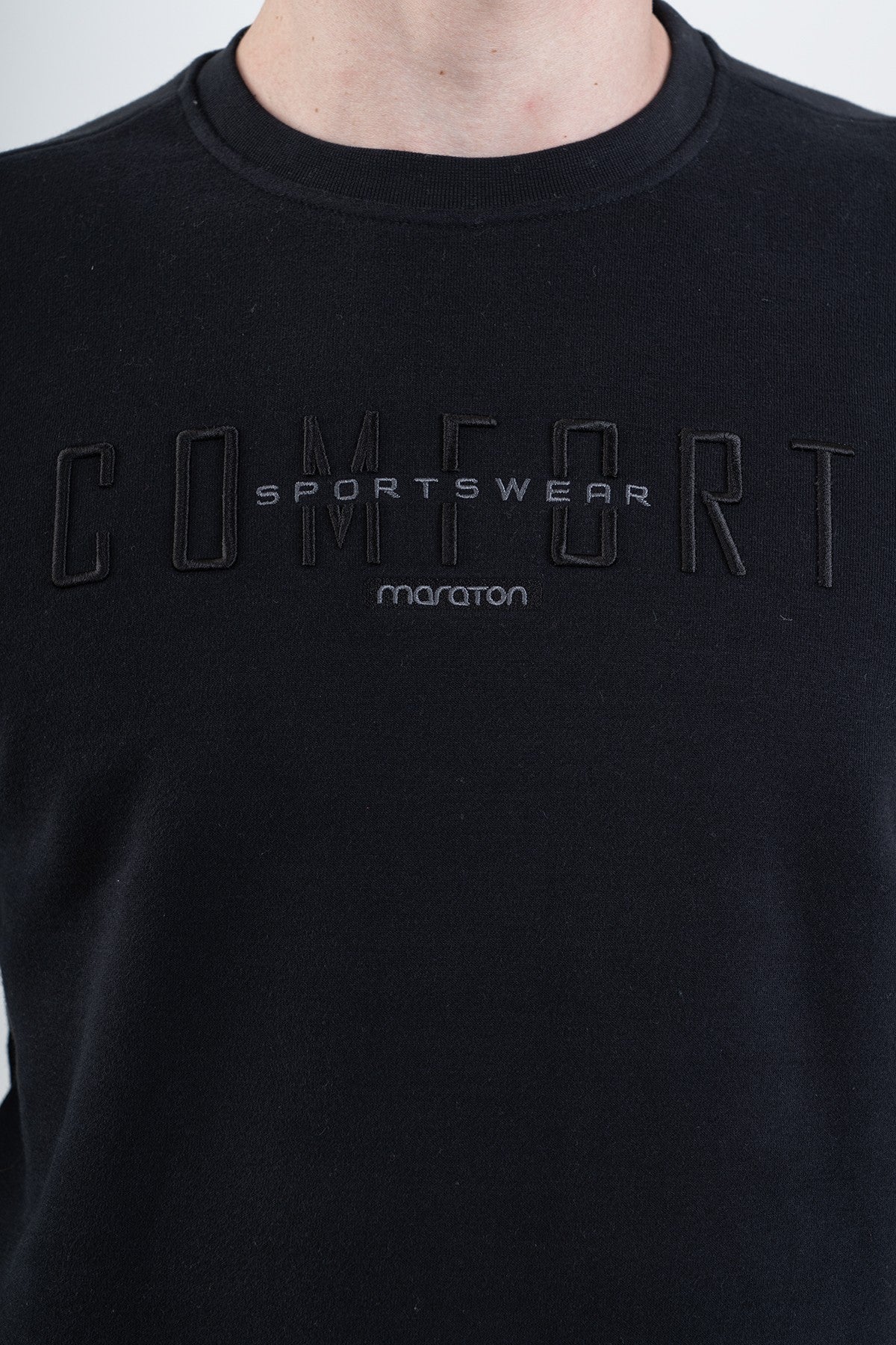 Comfort Erkek Bisiklet Yaka Siyah Sweatshirt