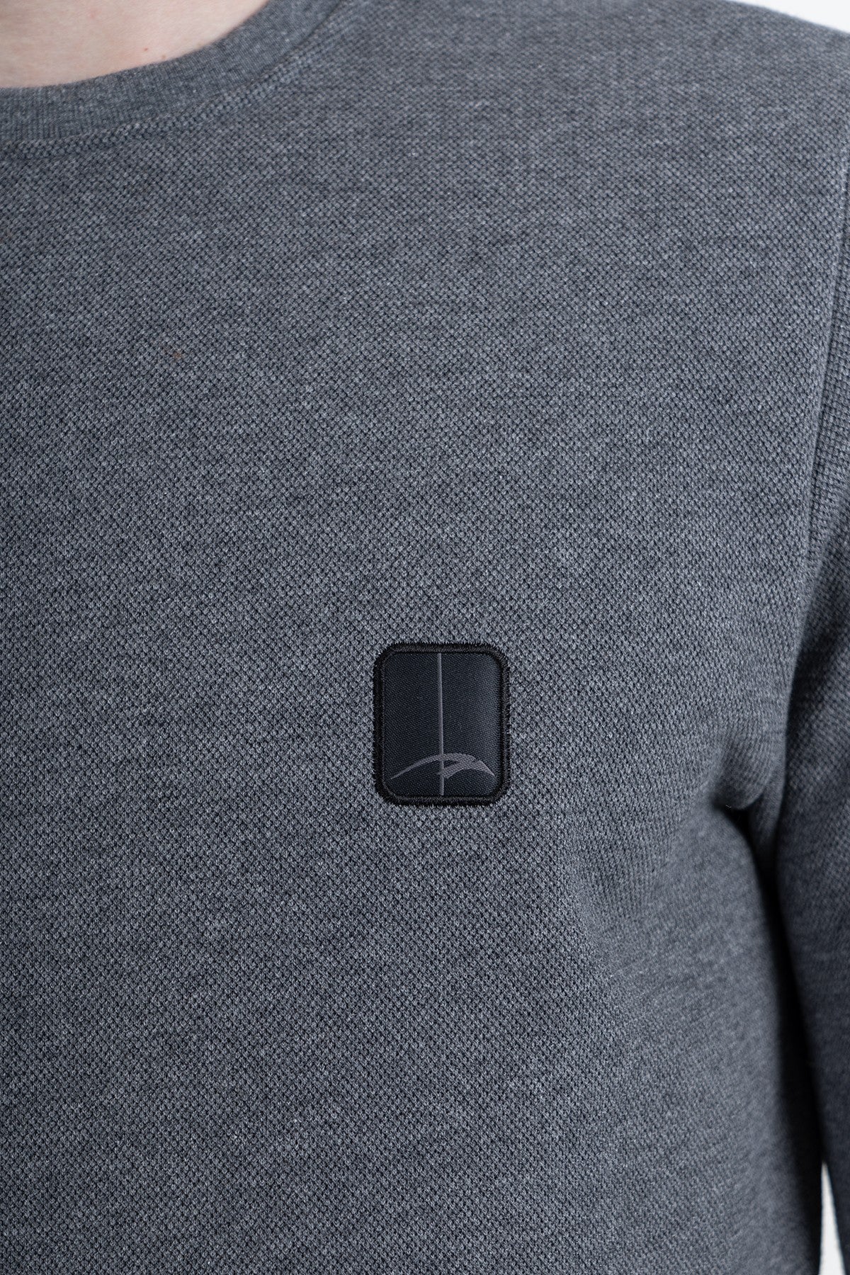 Regular Erkek Bisiklet Yaka Antramelanj Sweatshirt