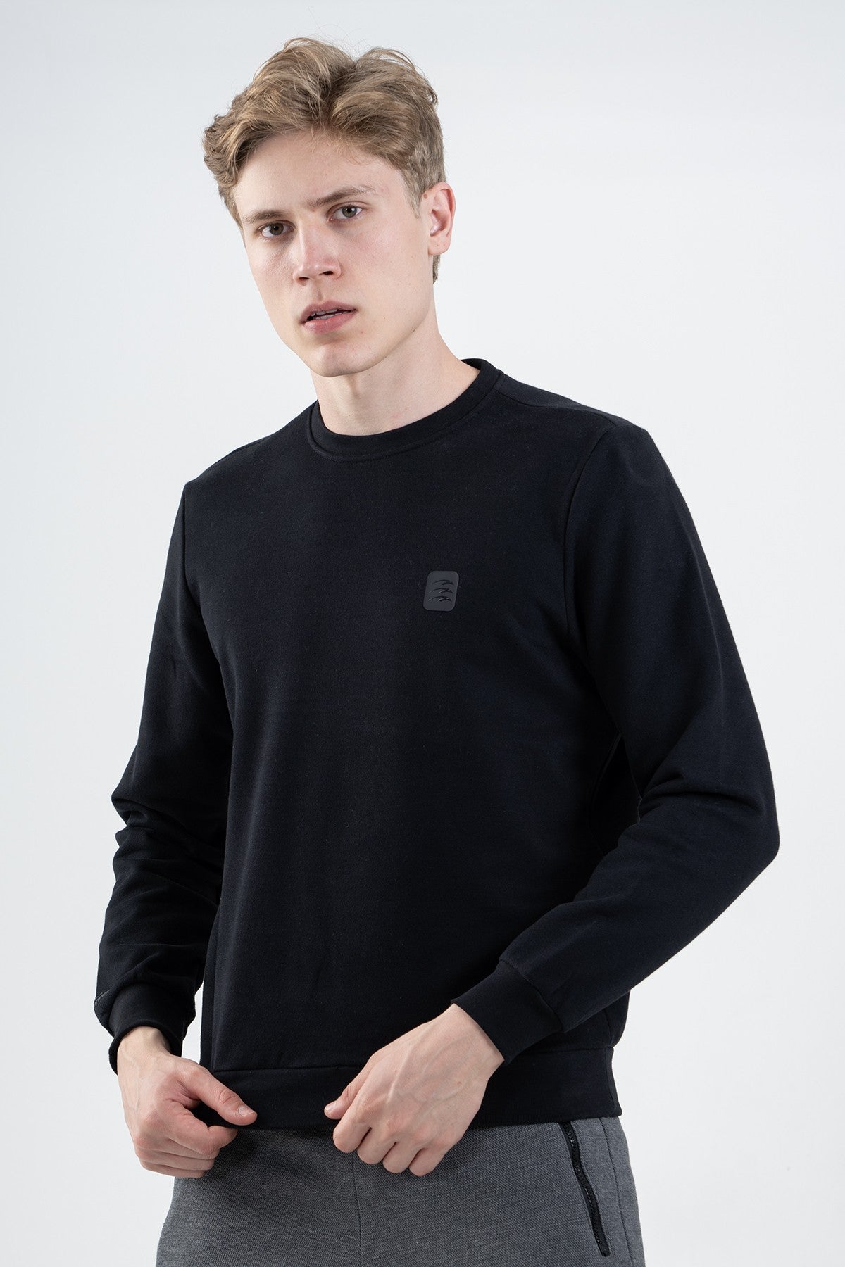 Regular Erkek Bisiklet Yaka Lacivert Sweatshirt