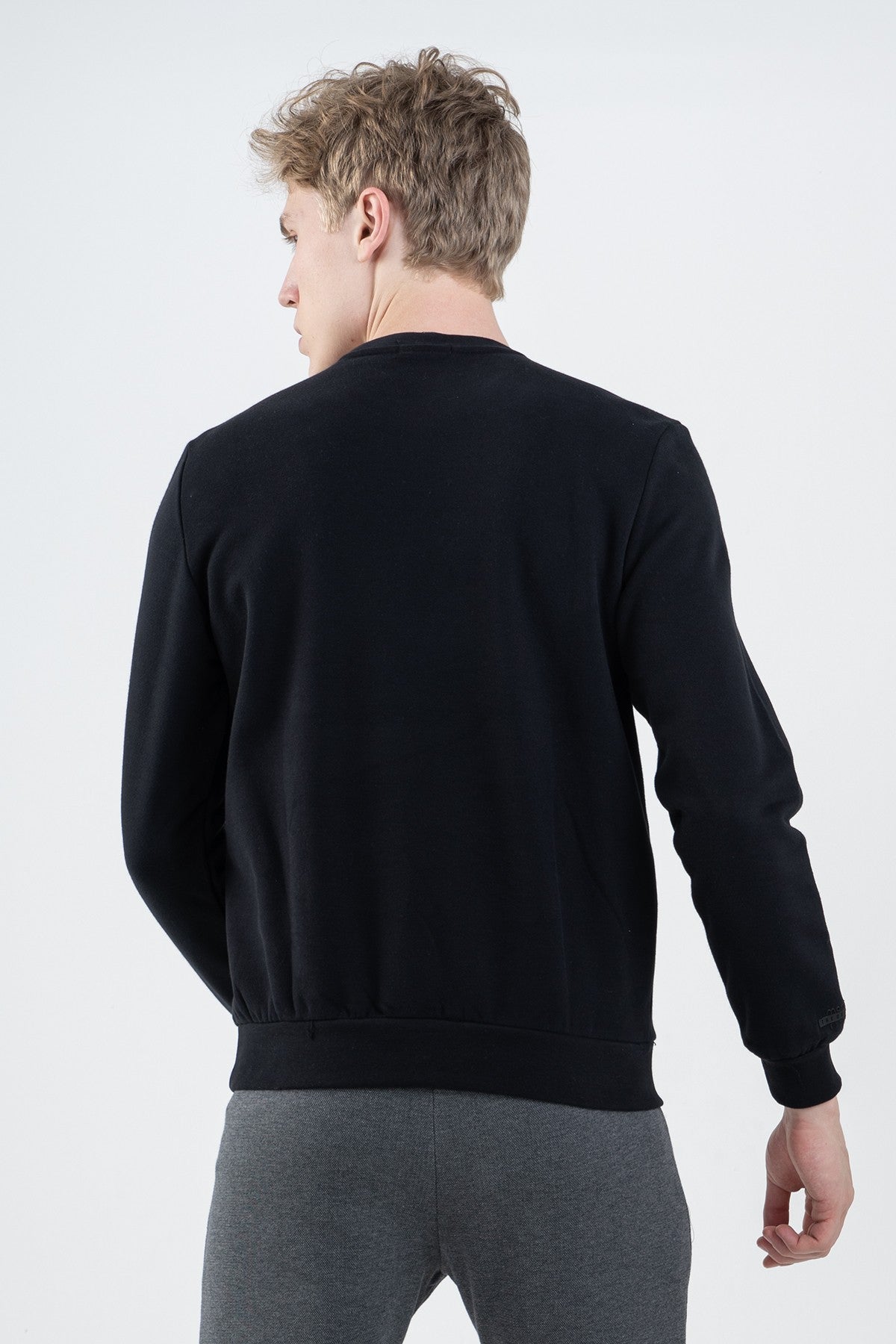 Regular Erkek Bisiklet Yaka Lacivert Sweatshirt