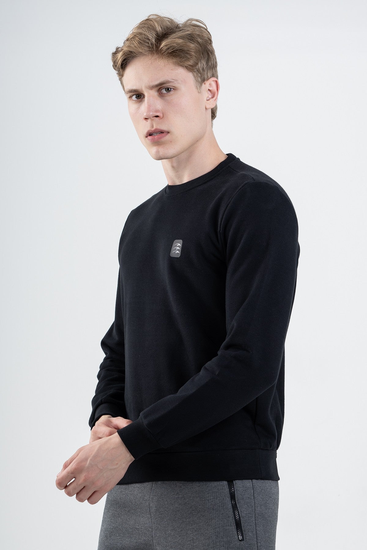 Regular Erkek Bisiklet Yaka Lacivert Sweatshirt