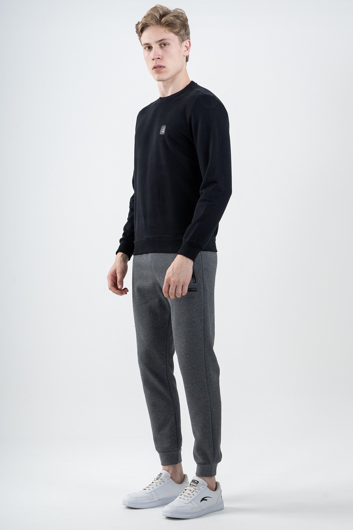 Regular Erkek Bisiklet Yaka Lacivert Sweatshirt