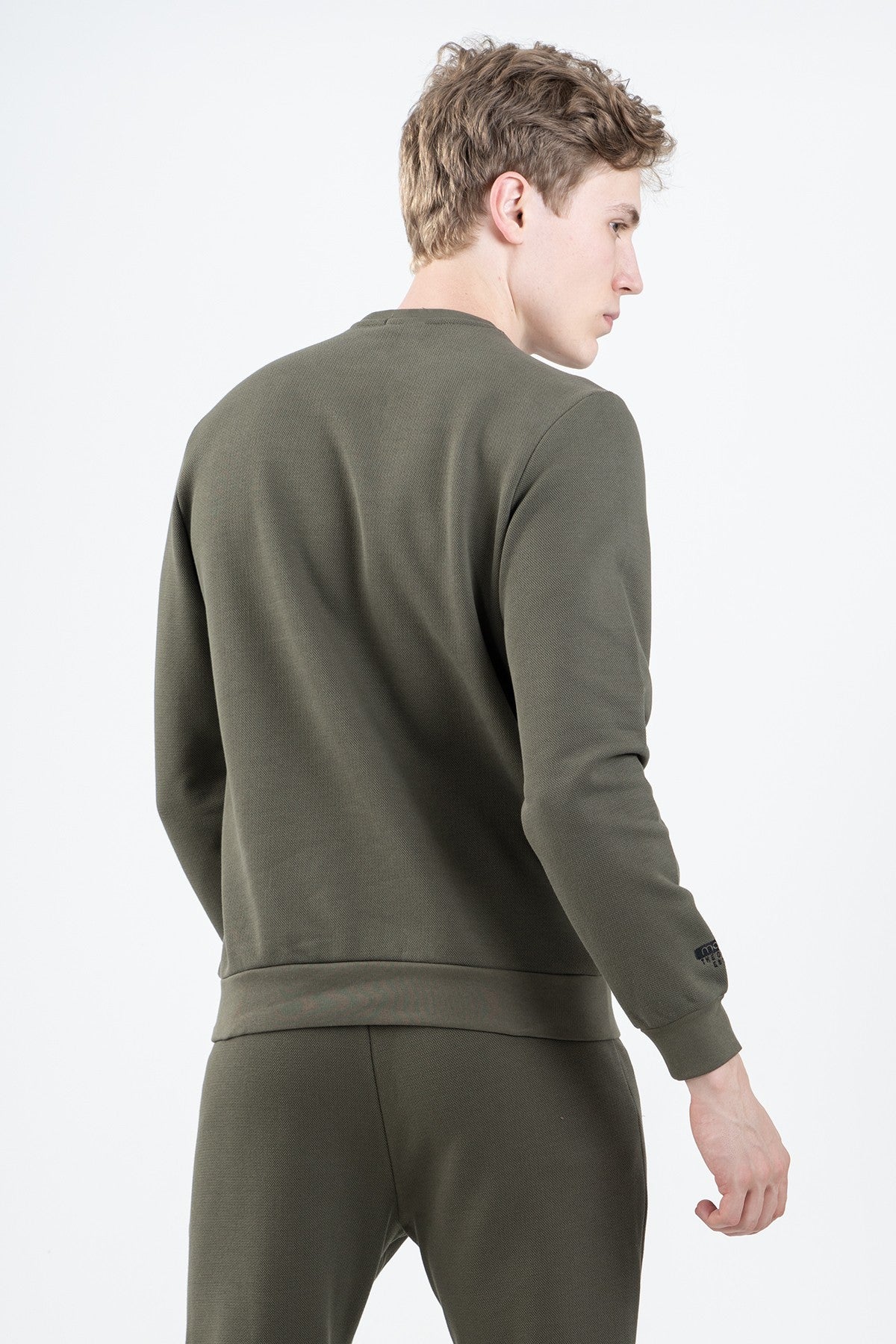 Regular Erkek Bisiklet Yaka Haki Sweatshirt