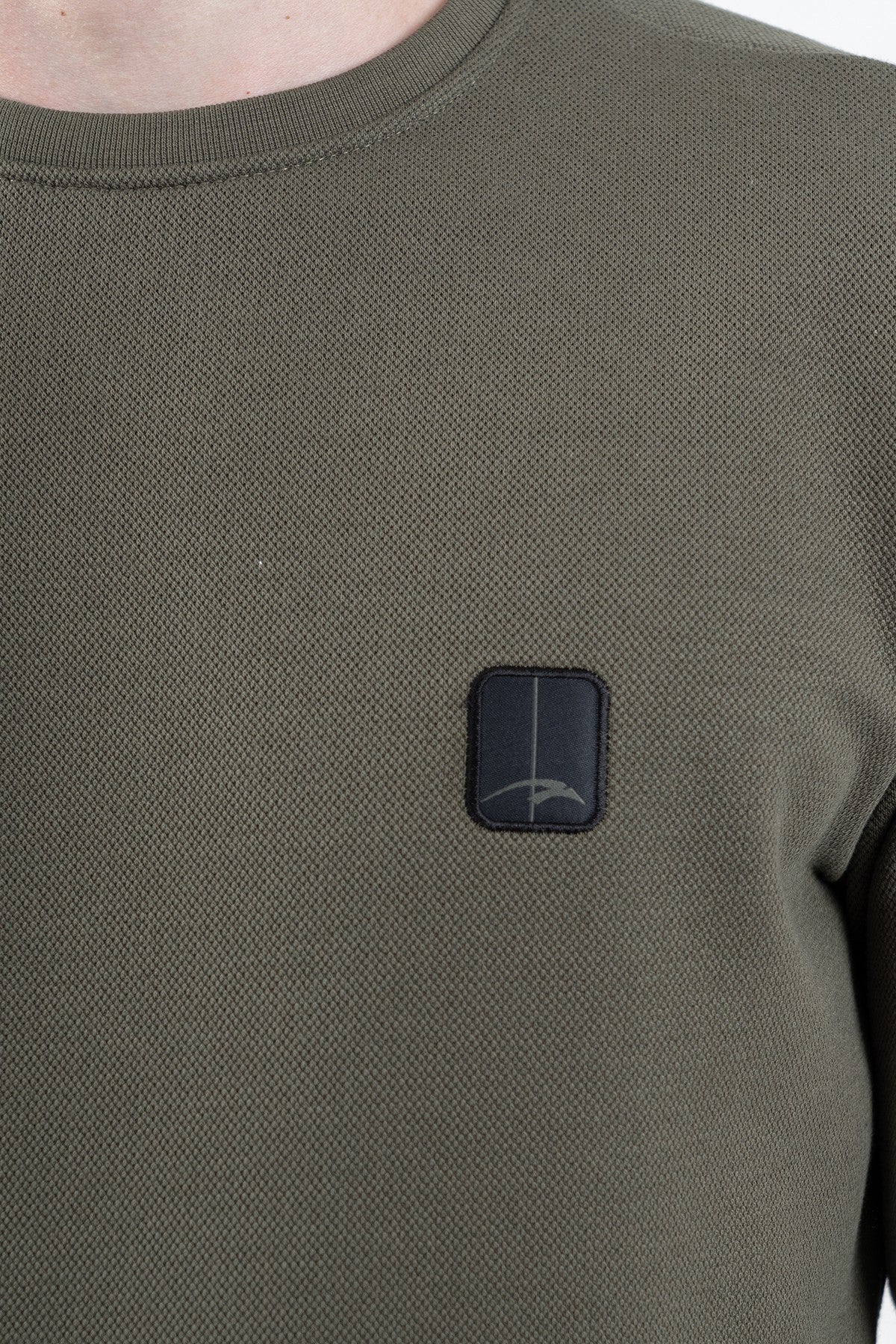 Regular Erkek Bisiklet Yaka Haki Sweatshirt