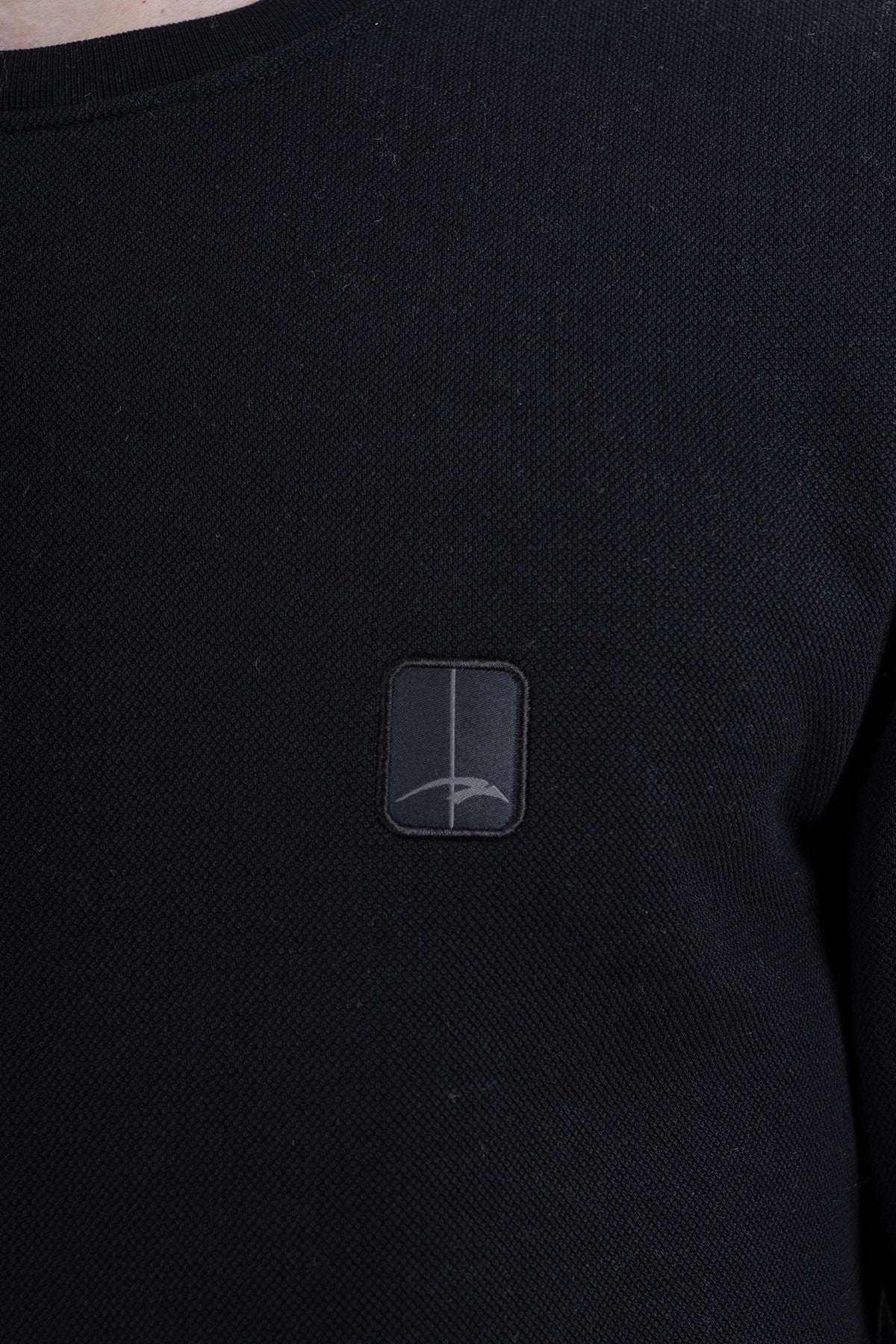 Regular Erkek Bisiklet Yaka Siyah Sweatshirt