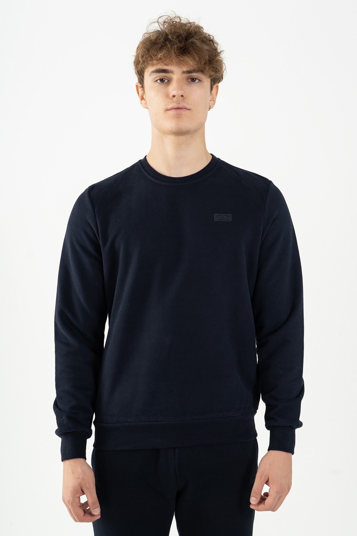 Regular Erkek Bisiklet Yaka Lacivert Sweatshirt