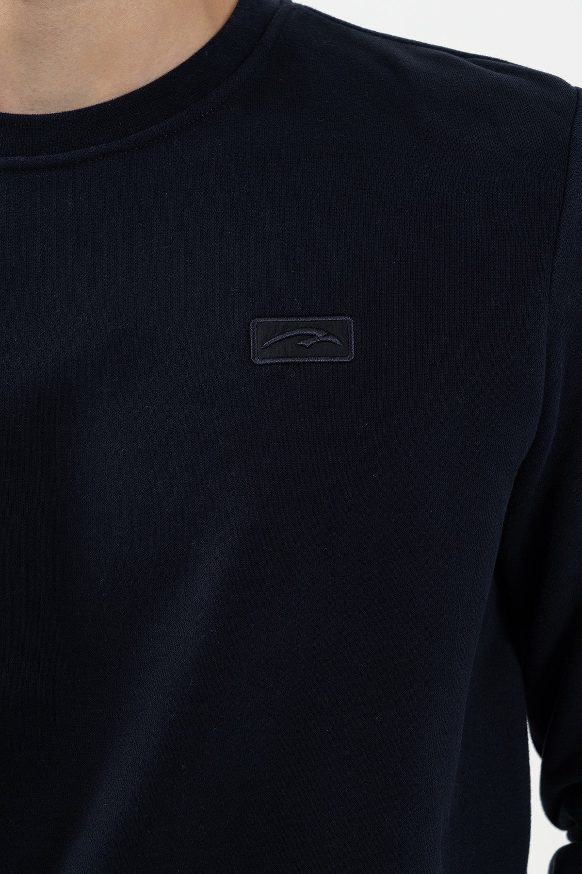 Regular Erkek Bisiklet Yaka Lacivert Sweatshirt