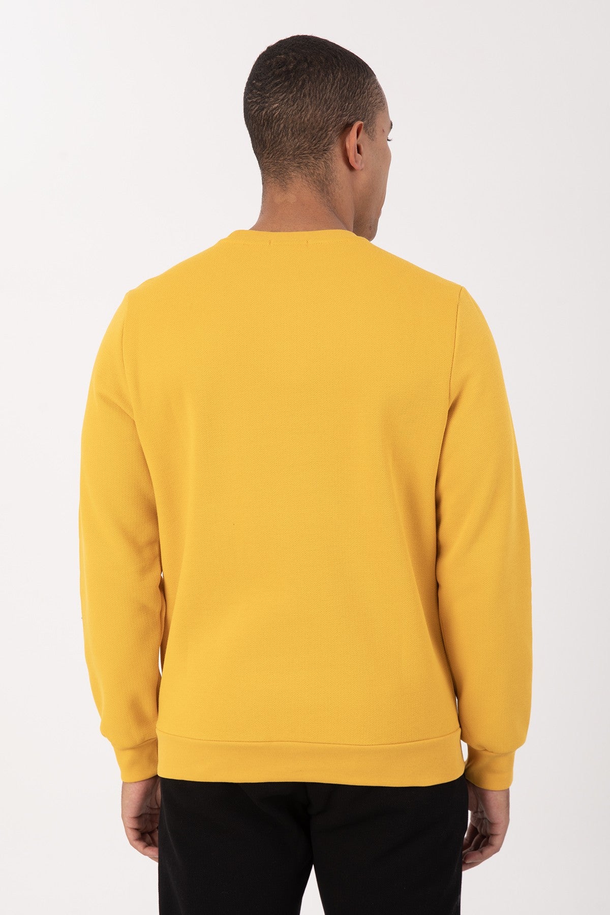 Comfort Erkek Bisiklet Yaka Sarı Sweatshirt