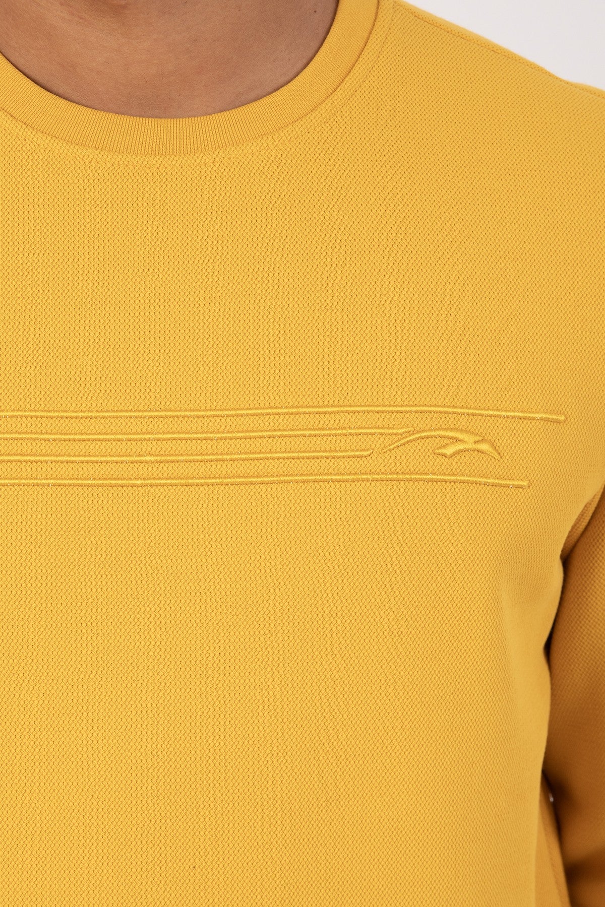Comfort Erkek Bisiklet Yaka Sarı Sweatshirt