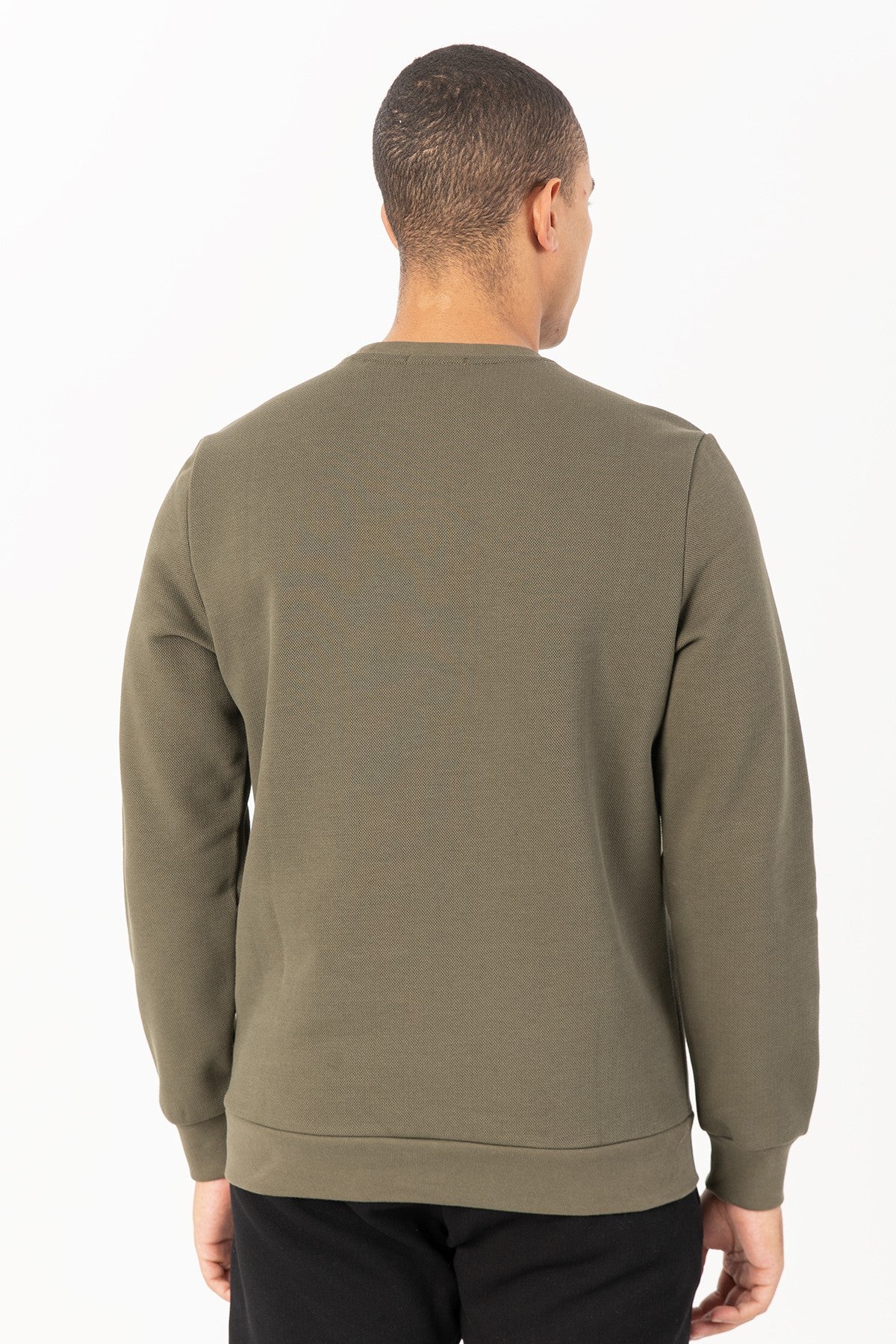 Comfort Erkek Bisiklet Yaka Haki Sweatshirt