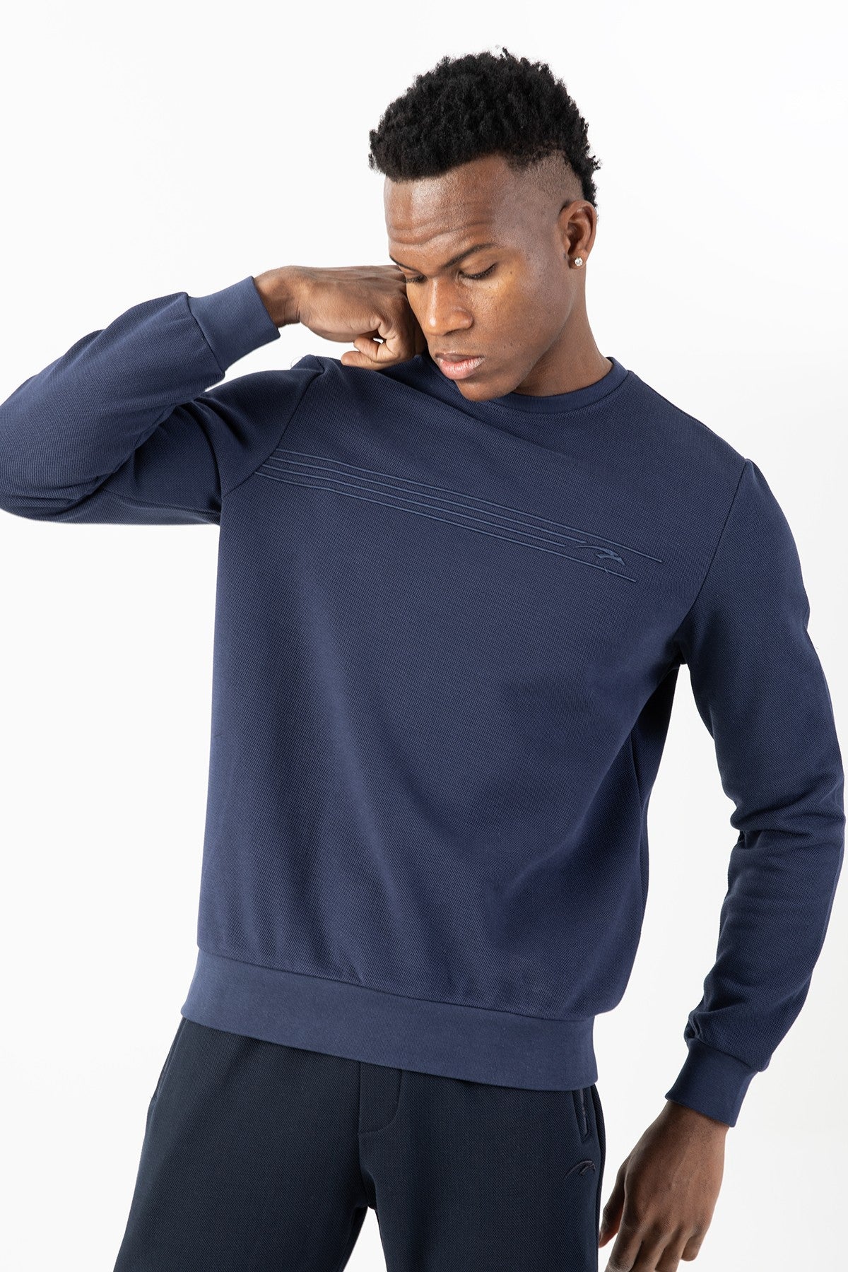 Comfort Erkek Bisiklet Yaka Lacivert Sweatshirt
