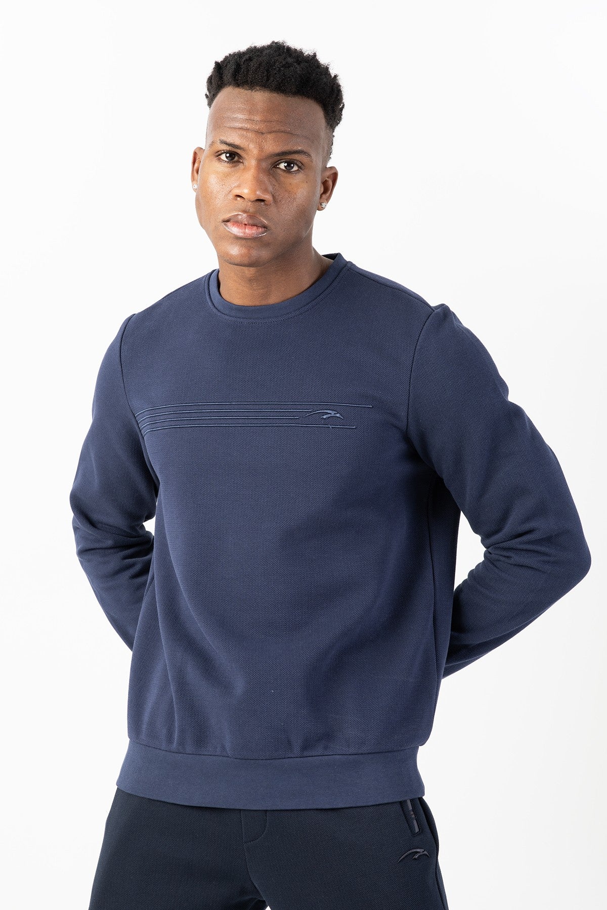 Comfort Erkek Bisiklet Yaka Lacivert Sweatshirt