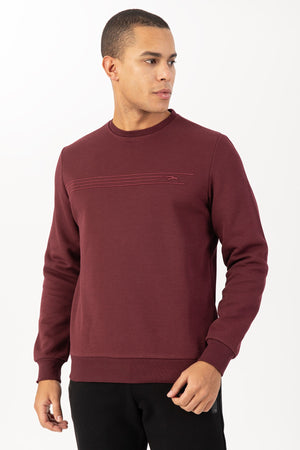 Comfort Erkek Bisiklet Yaka Bordo Sweatshirt