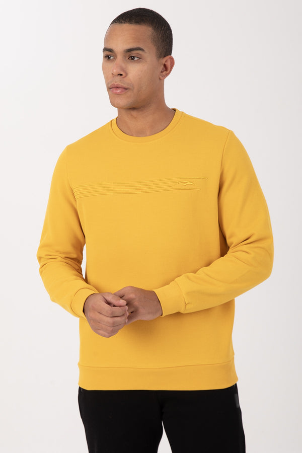 Comfort Erkek Bisiklet Yaka Sarı Sweatshirt