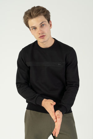 Comfort Erkek Bisiklet Yaka Siyah Sweatshirt