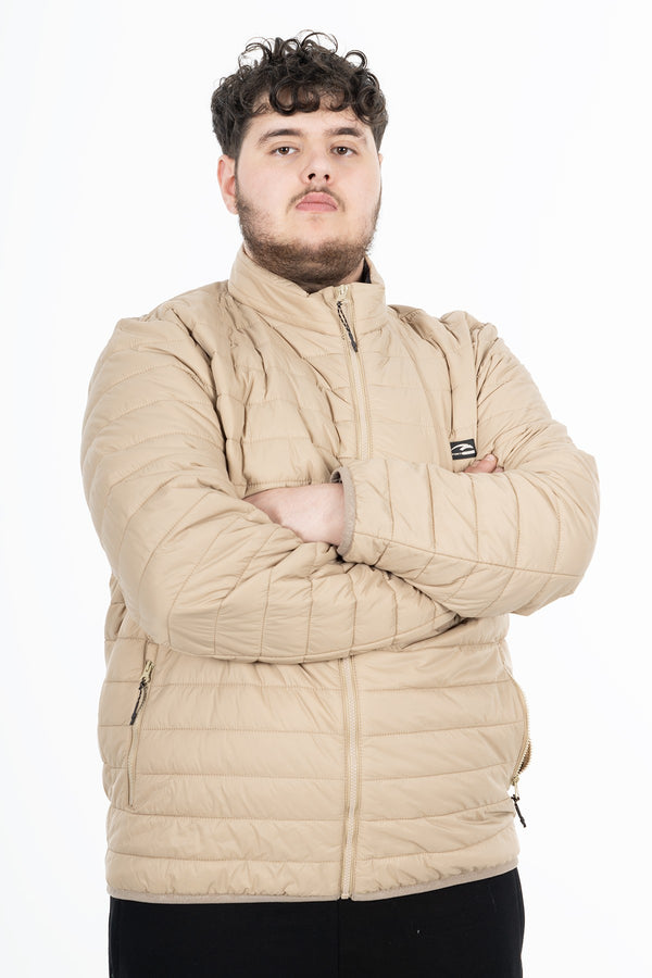 Büyük Beden Erkek Dik Yaka Bej Mont