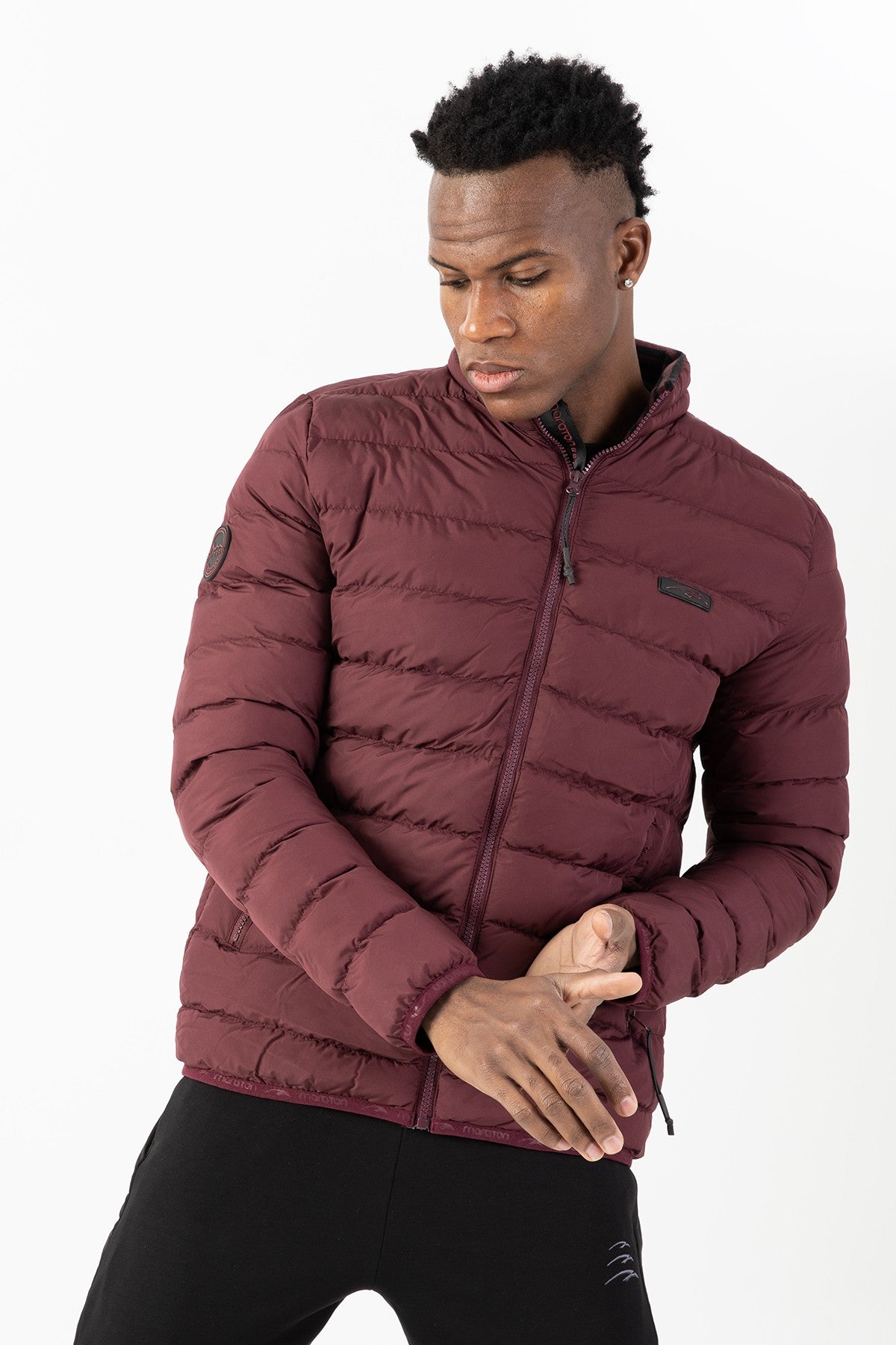 Regular Erkek Dik Yaka Bordo Mont