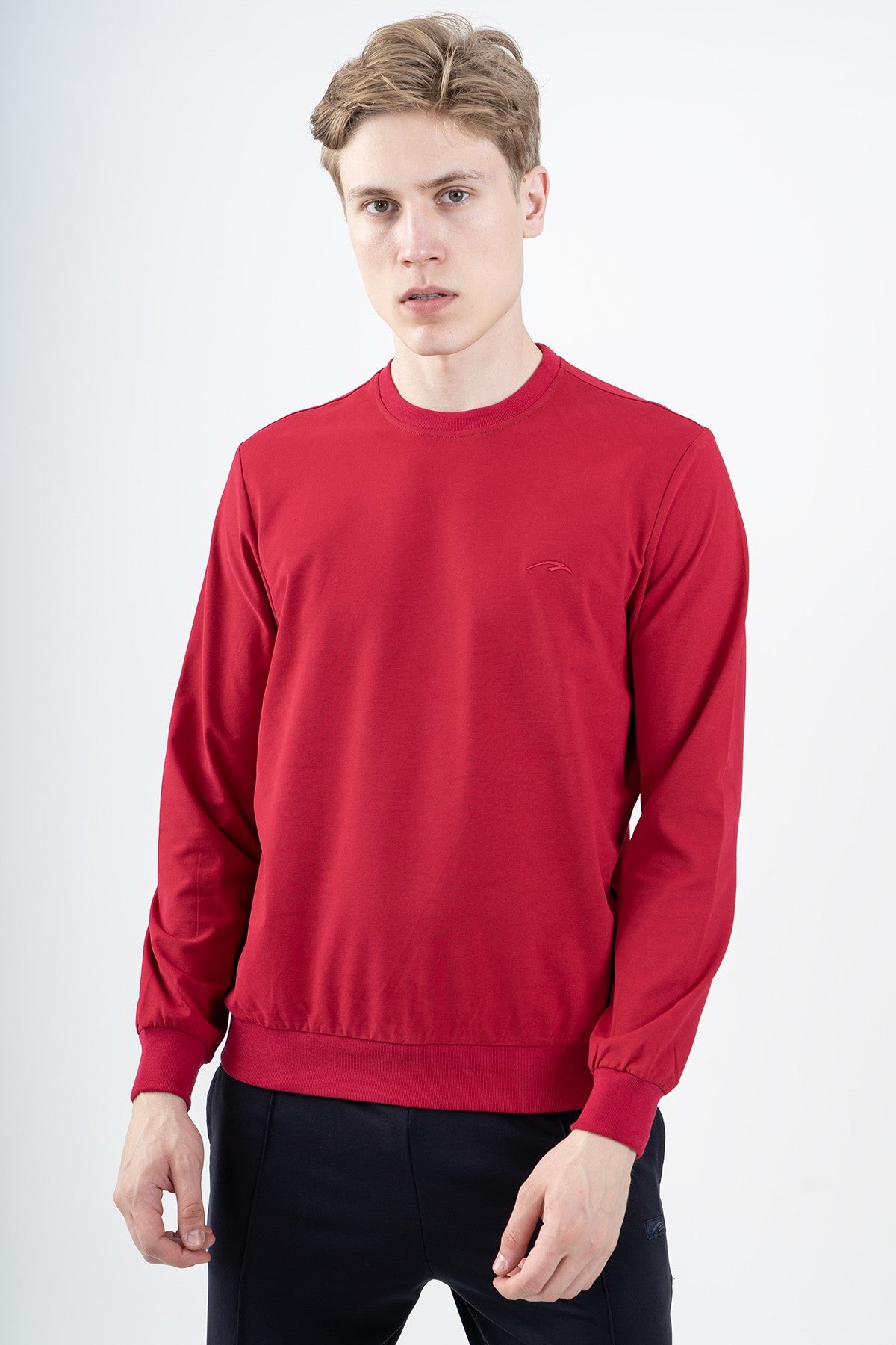 Comfort Erkek Bisiklet Yaka Kırmızı Sweatshirt