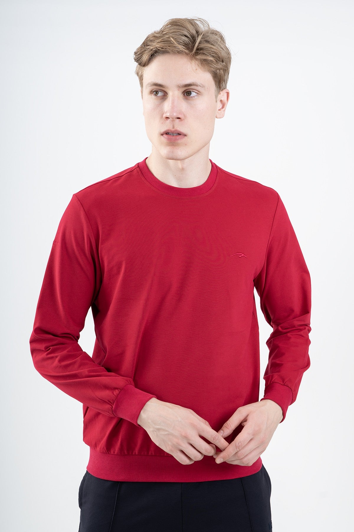Comfort Erkek Bisiklet Yaka Kırmızı Sweatshirt