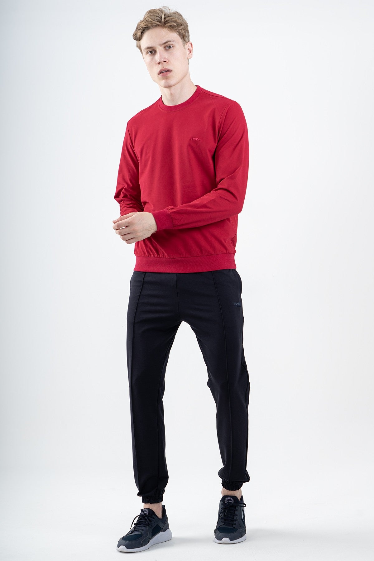 Comfort Erkek Bisiklet Yaka Kırmızı Sweatshirt