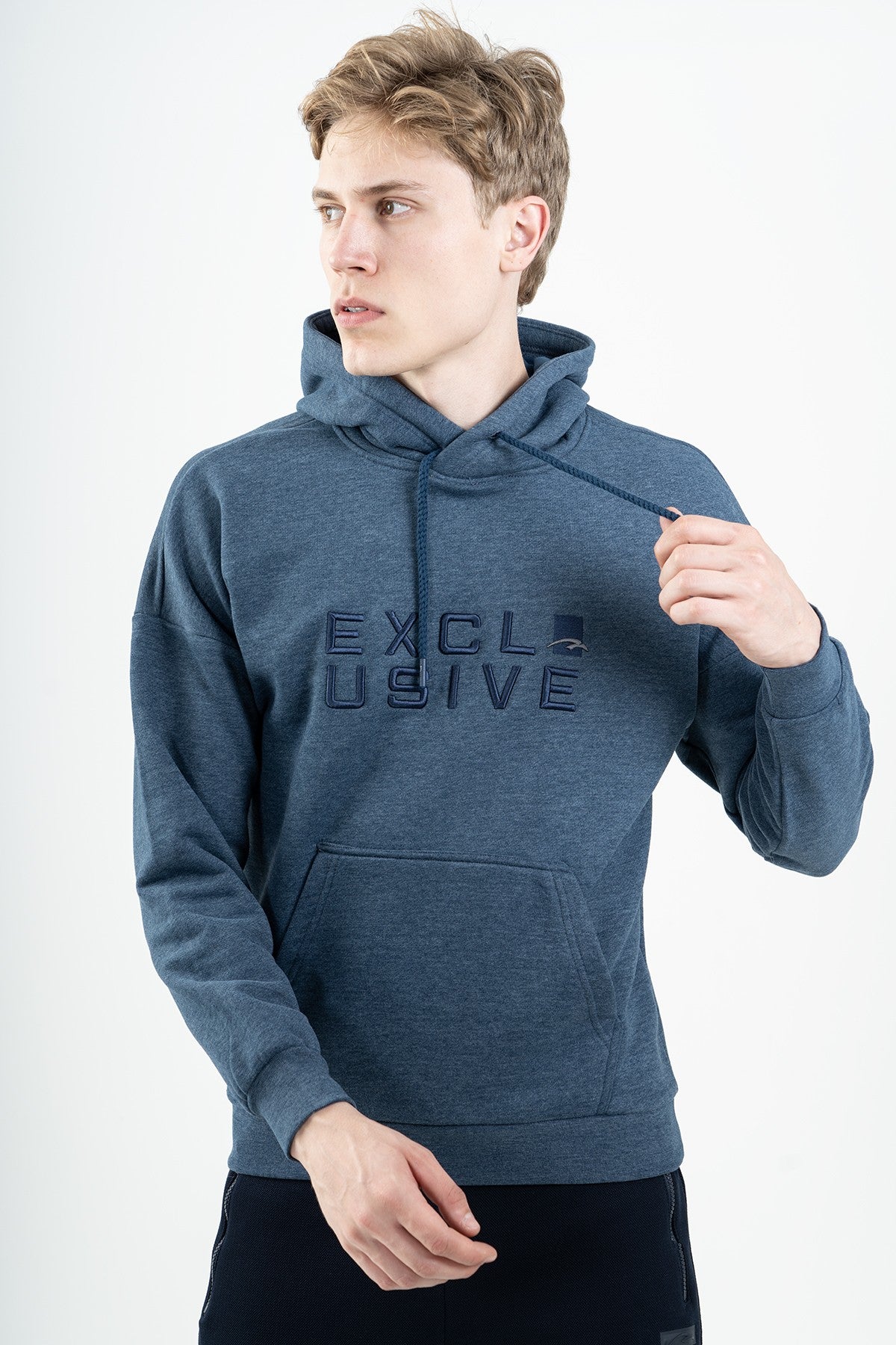 Comfort Erkek Kapüşonlu Lacivertmelanj Sweatshirt