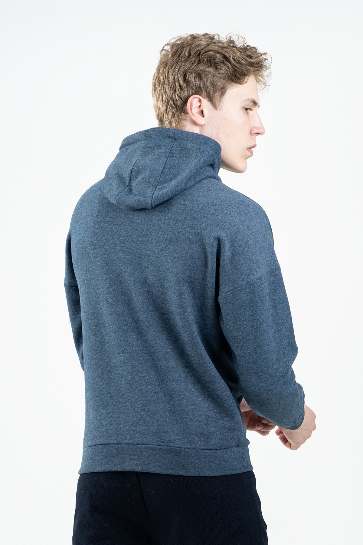 Comfort Erkek Kapüşonlu Lacivertmelanj Sweatshirt