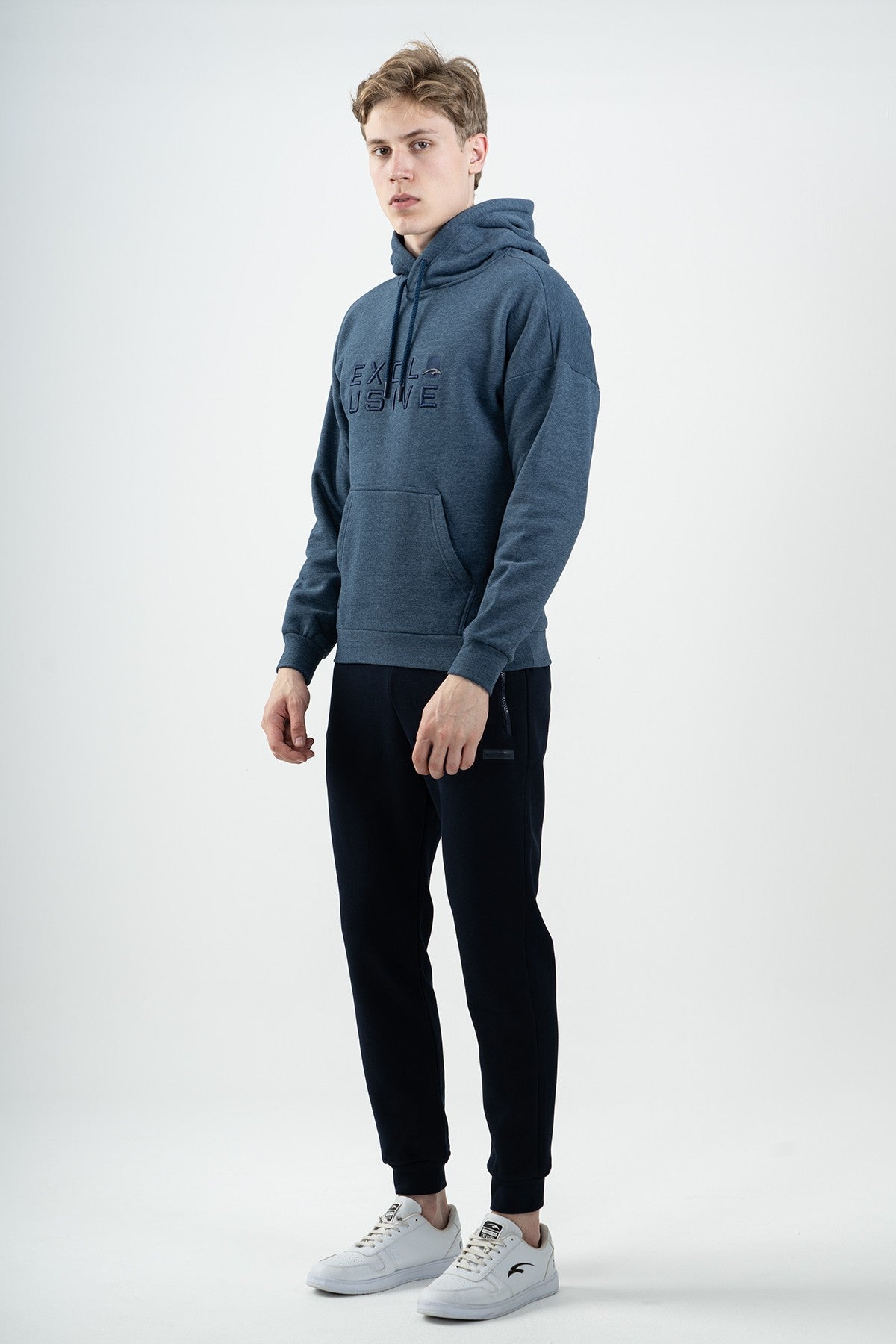 Comfort Erkek Kapüşonlu Lacivertmelanj Sweatshirt