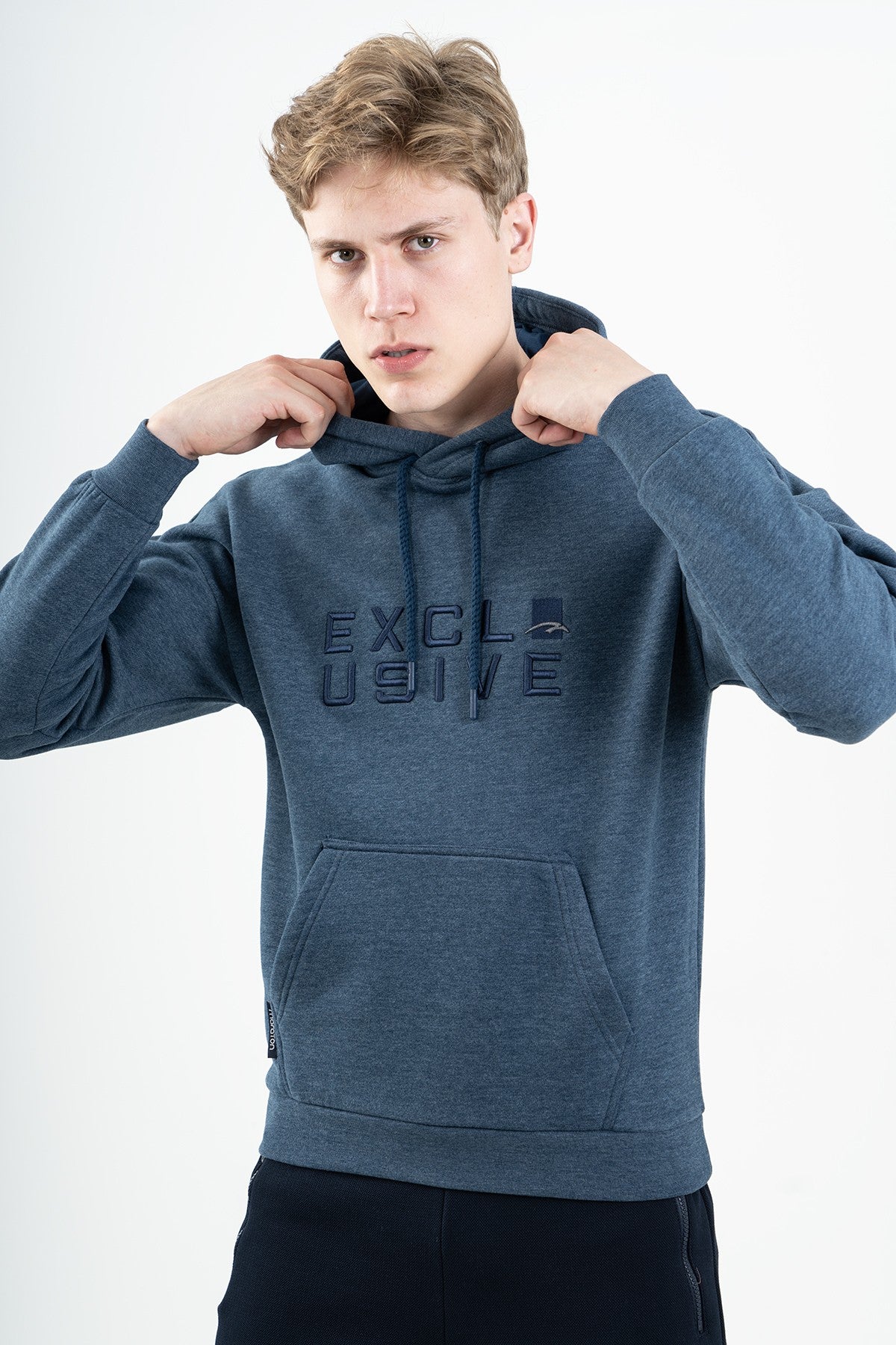 Comfort Erkek Kapüşonlu Lacivertmelanj Sweatshirt