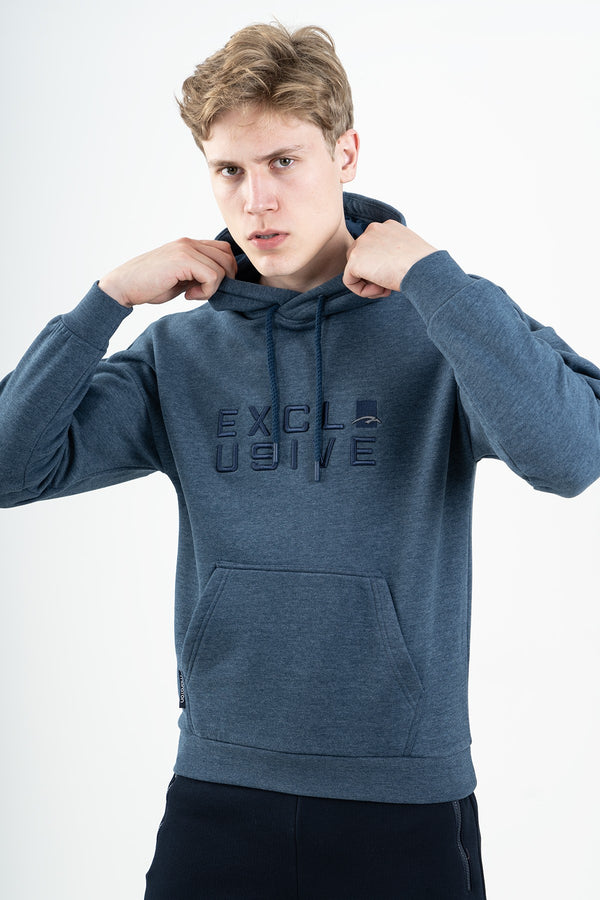 Comfort Erkek Kapüşonlu Lacivertmelanj Sweatshirt