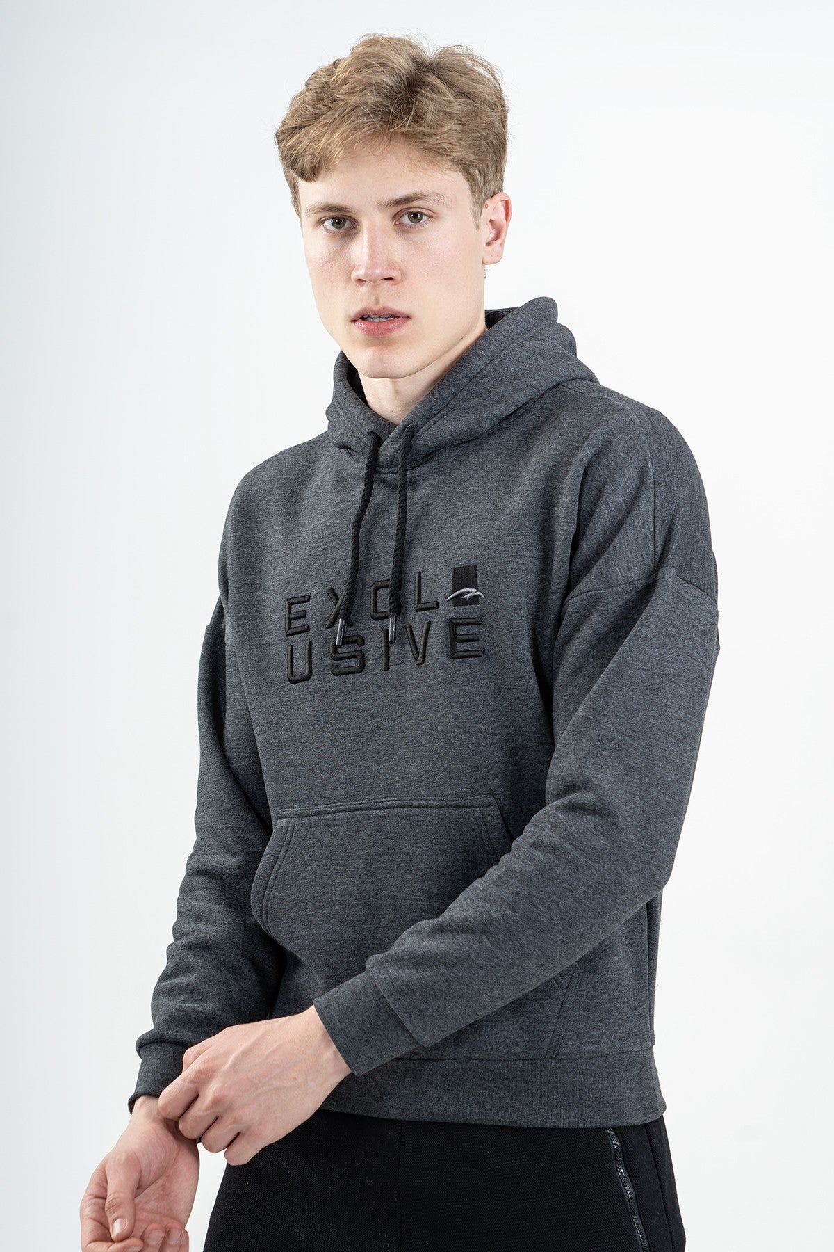 Comfort Erkek Kapüşonlu Siyah Sweatshirt