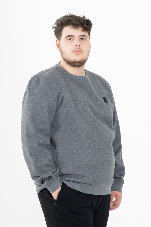 Büyük Beden Erkek Bisiklet Yaka Antramelanj Sweatshirt
