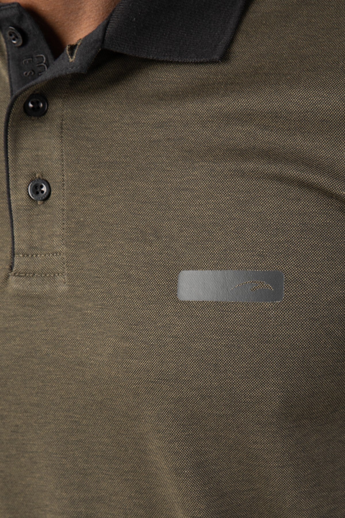 Regular Erkek Polo Yaka Haki Sweatshirt