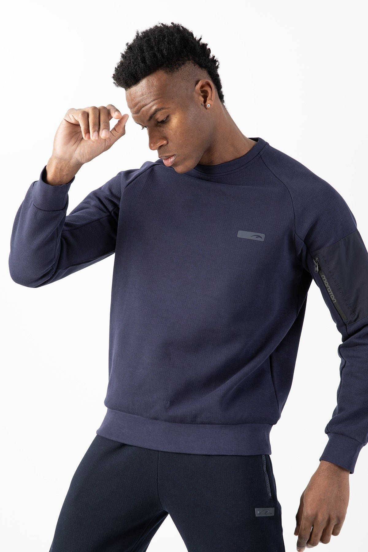 Comfort Erkek Bisiklet Yaka Lacivert Sweatshirt