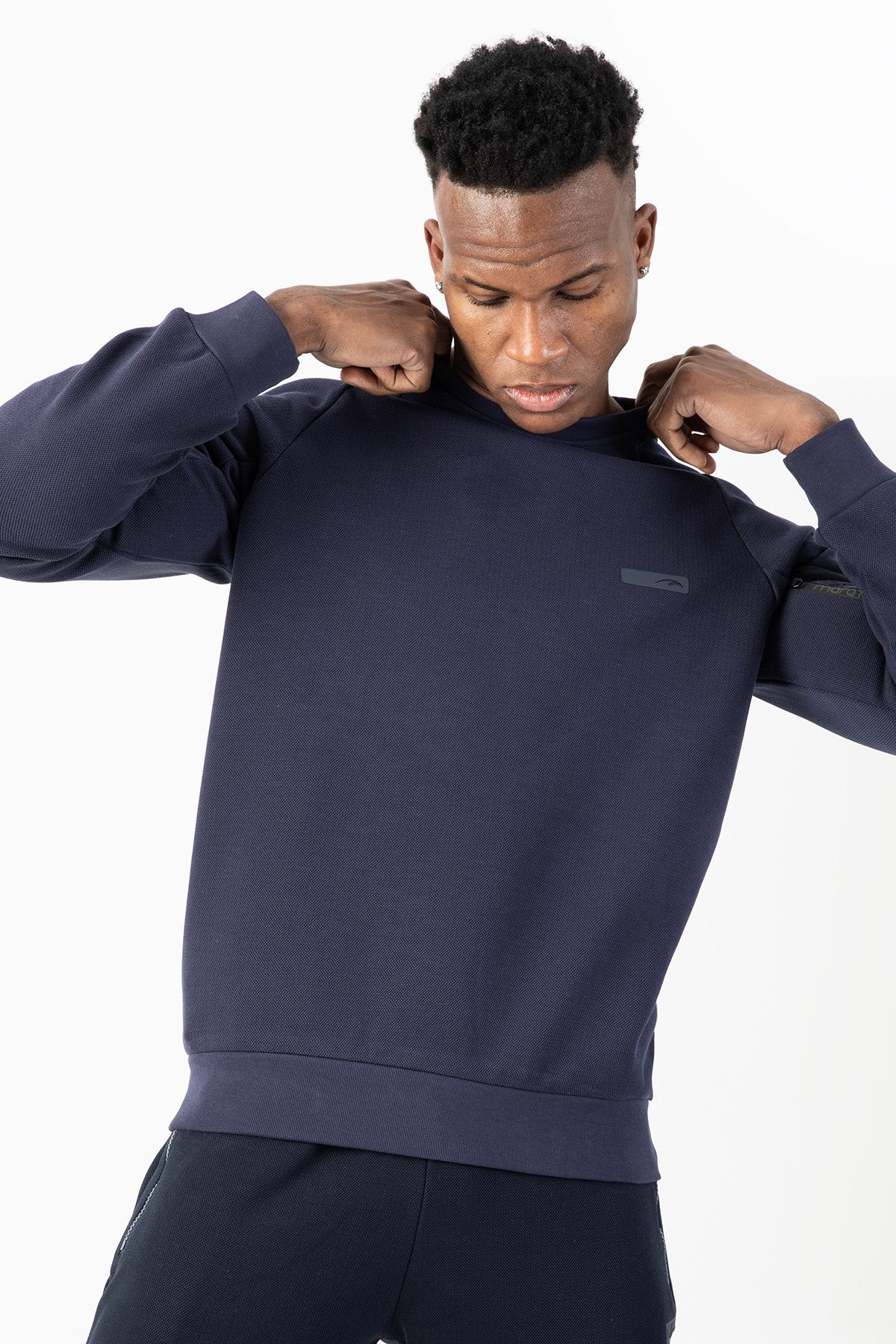 Comfort Erkek Bisiklet Yaka Lacivert Sweatshirt