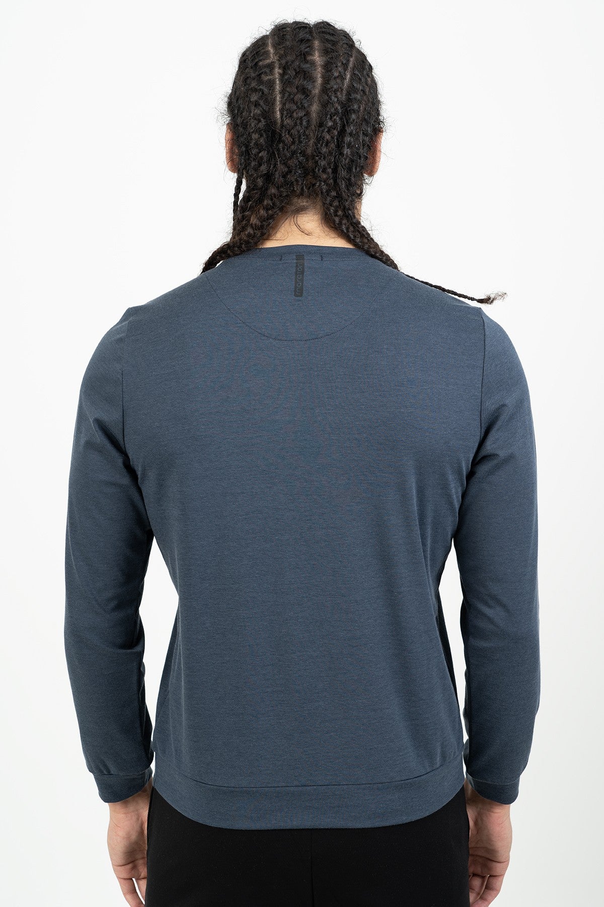 Büyük Beden Erkek Bisiklet Yaka Siyah Sweatshirt