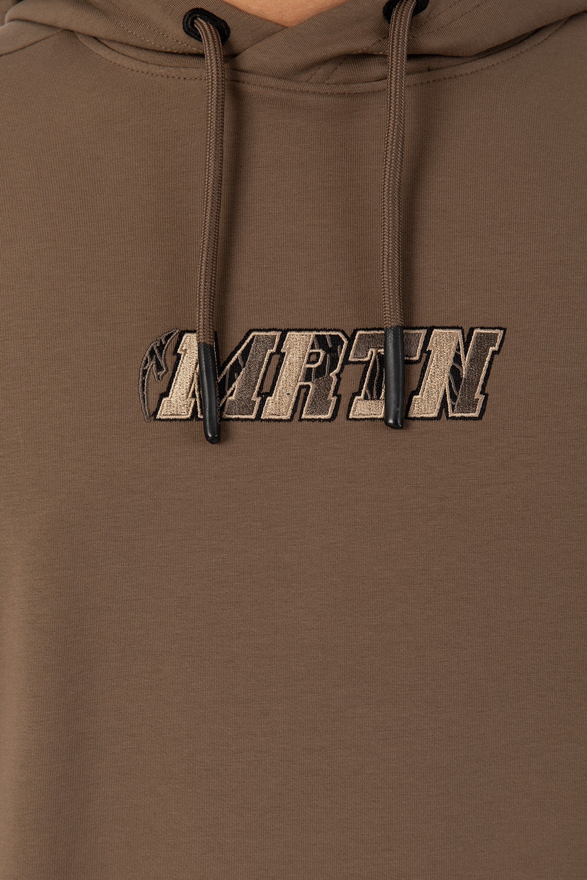 Oversize Erkek Kapüşonlu Kahverengi Sweatshirt