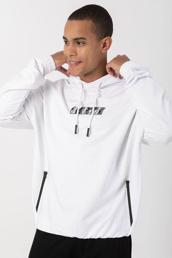Oversize Erkek Kapüşonlu Beyaz Sweatshirt