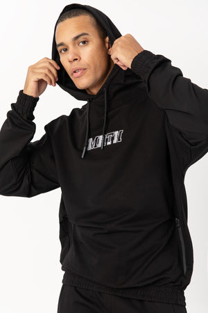Oversize Erkek Kapüşonlu Siyah Sweatshirt