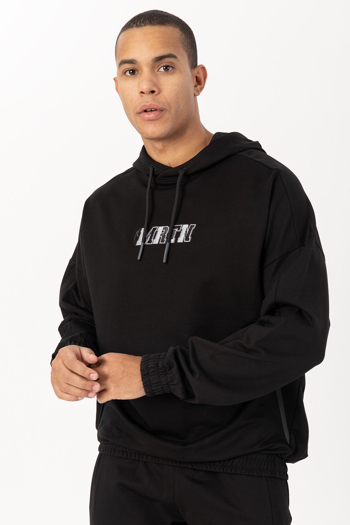 Oversize Erkek Kapüşonlu Siyah Sweatshirt