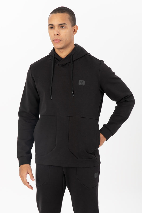 Regular Erkek Kapüşonlu Siyah Sweatshirt