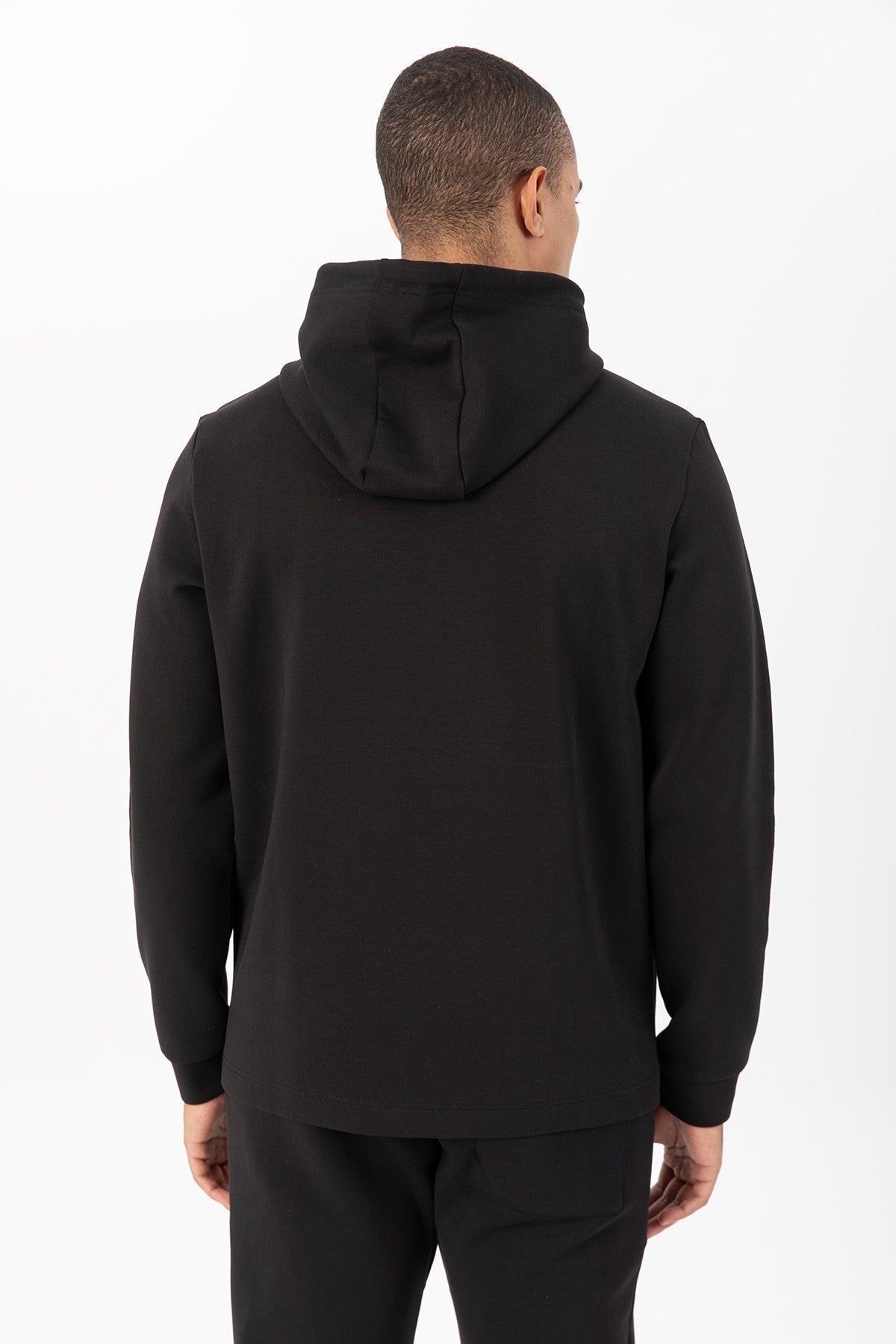 Regular Erkek Kapüşonlu Siyah Sweatshirt