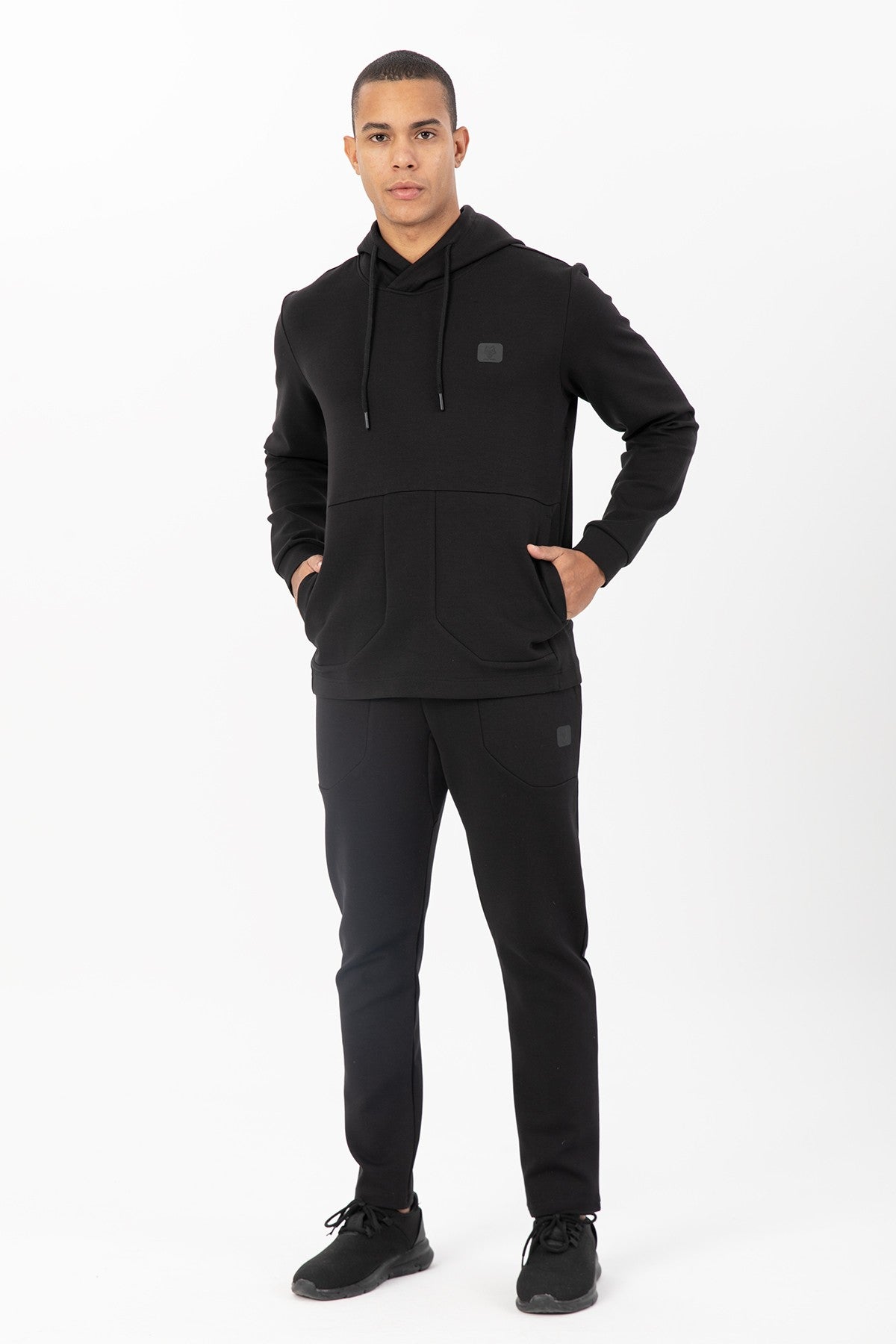 Regular Erkek Kapüşonlu Siyah Sweatshirt