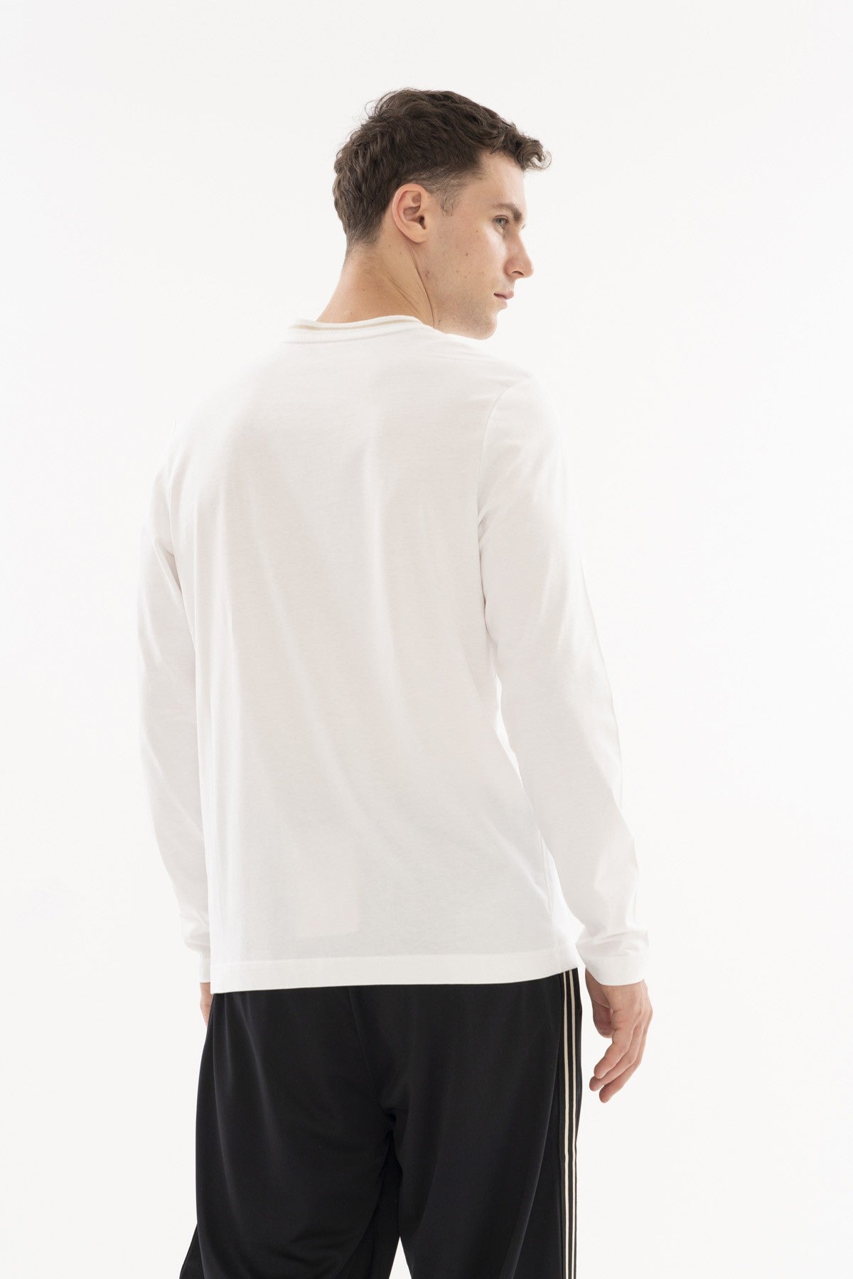Comfort Erkek Bisiklet Yaka Beyaz Sweatshirt