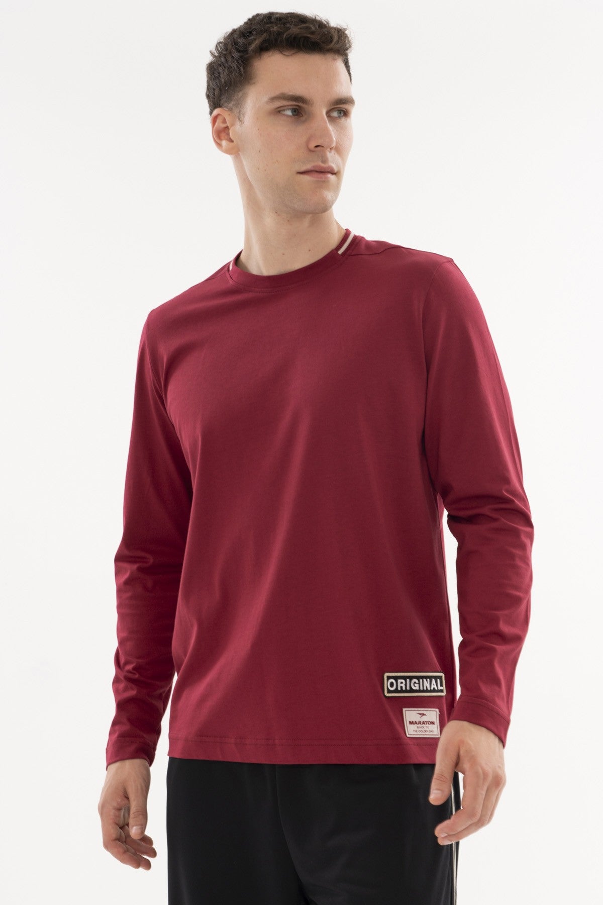 Comfort Erkek Bisiklet Yaka Bordo Sweatshirt